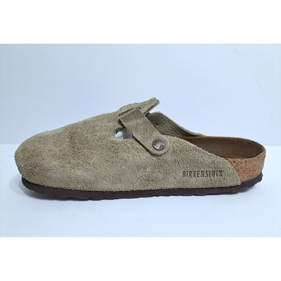 Birkenstock Boston Women's Size 9 Suede Taupe Clog Buckle Leather Slip On - Picture 6 of 10